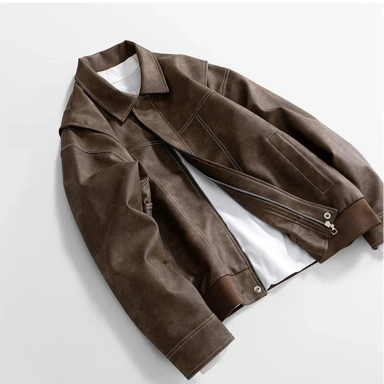 Veste Chic En Cuir Pour Homme
