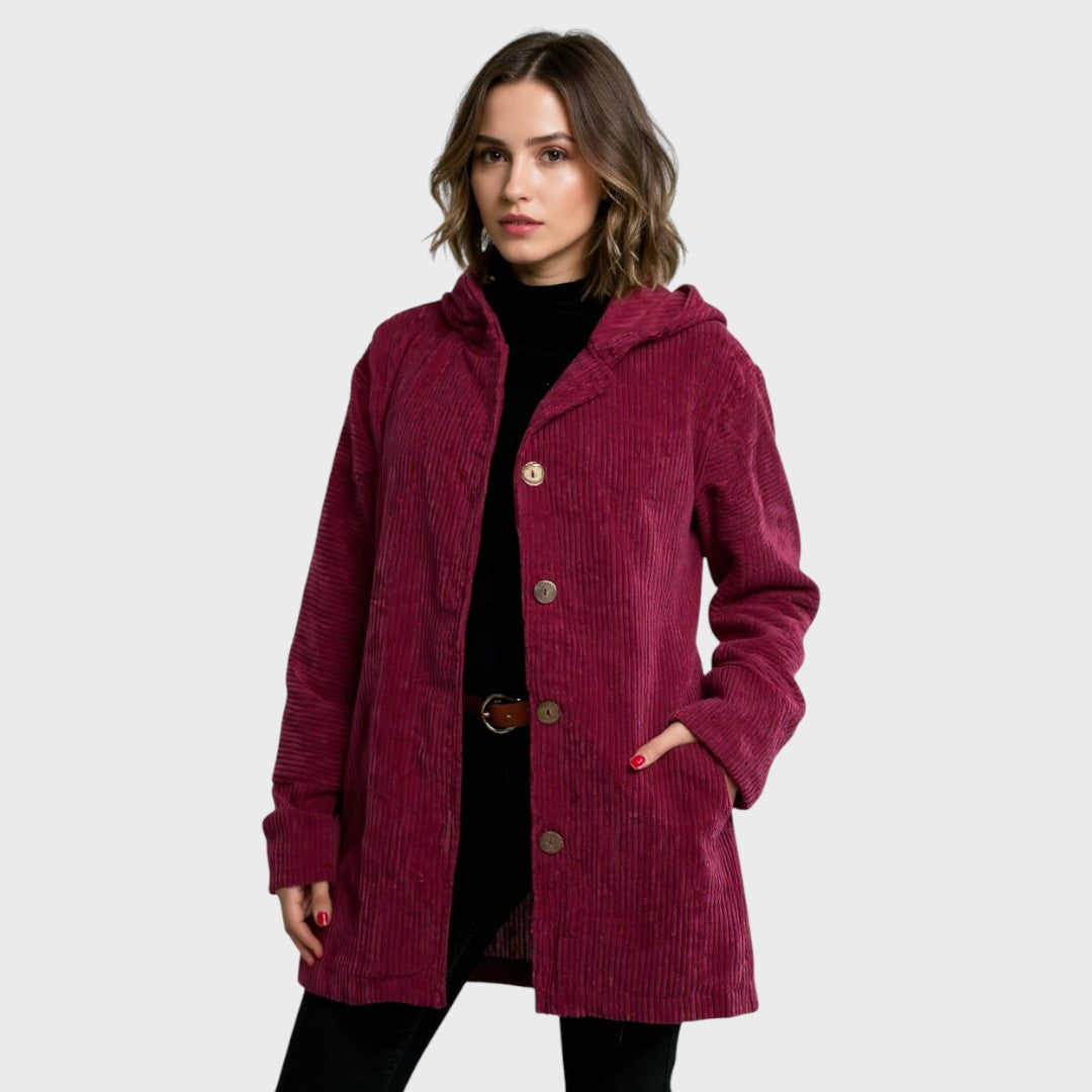 Cordia™ | Veste Matelassée en Velours Côtelé avec Capuche