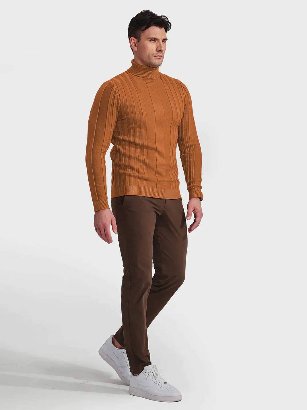 Pull Tibo Col Roulé Rayé