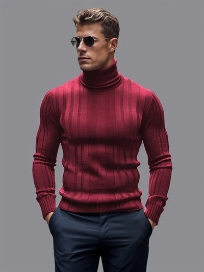 Pull Tibo Col Roulé Rayé